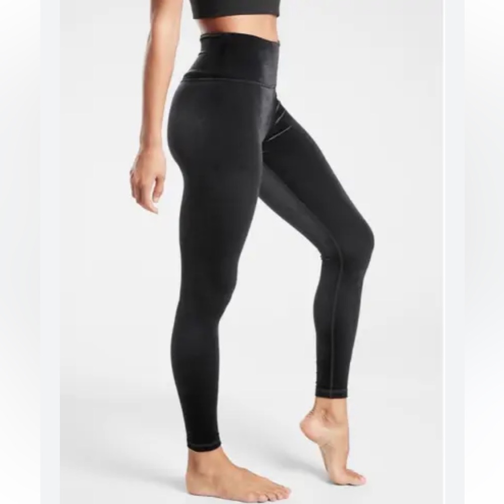 Athleta Black Elation High Rise Tights Velvet Size Small Tall